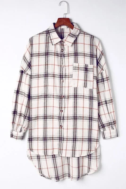 Plaid Side Slit Oversized Shacket