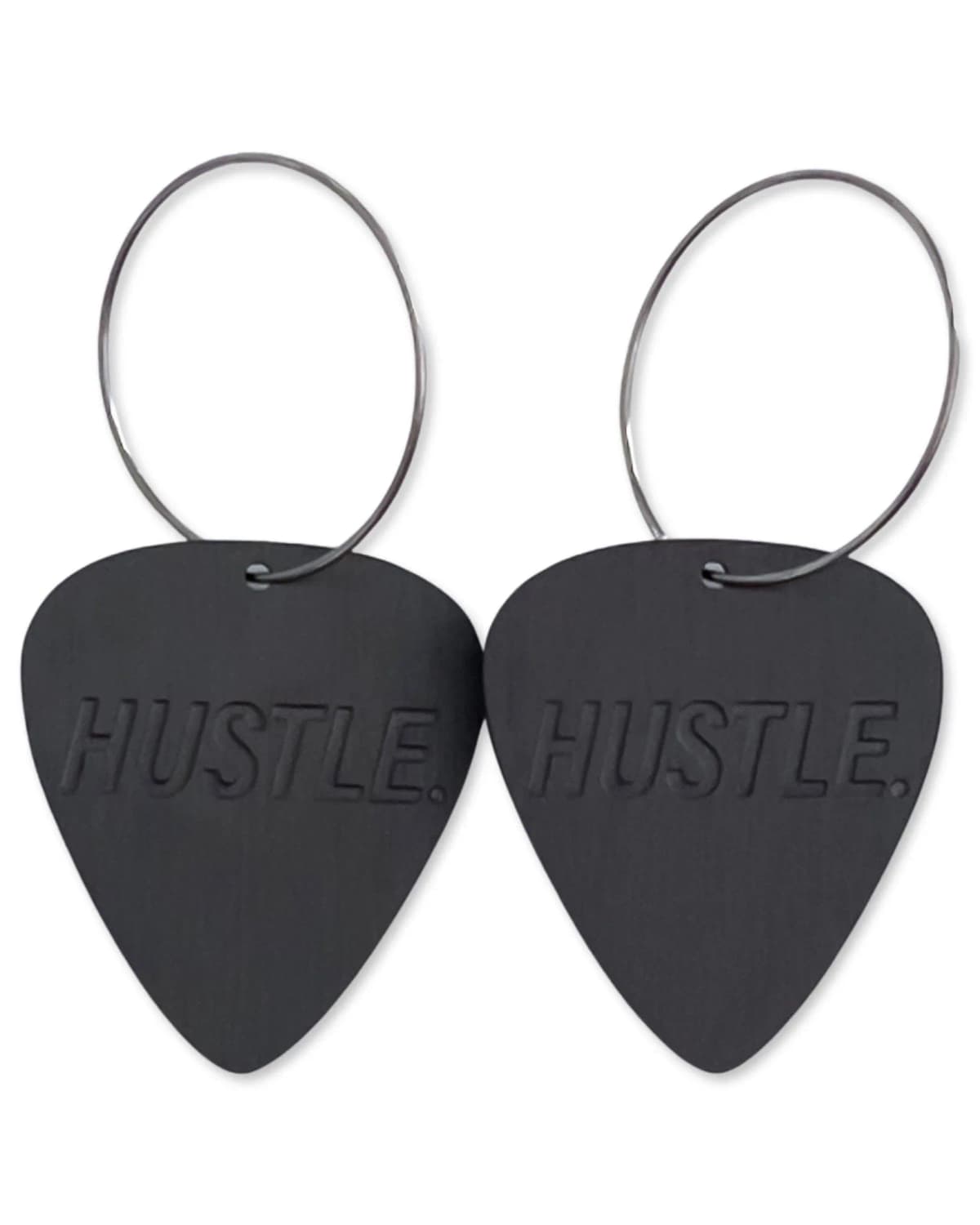 Black Meta Earrings Hustle Steel Guitar Pick Earrings Groupie Love (50mm)