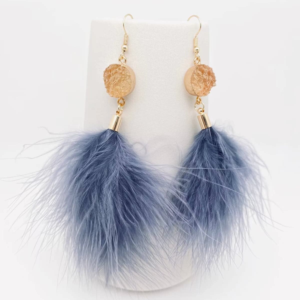 Temperament Feather Tassels Earrings Mio Queena (Grey)