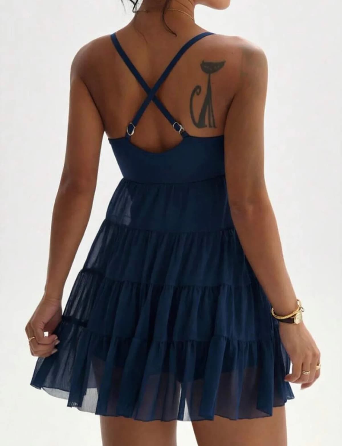 Sheer Athletic Romper Dress