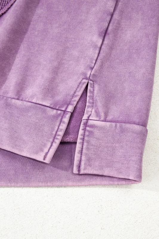 Solid Bow Patchwork Mineral Wash Sweatshirt