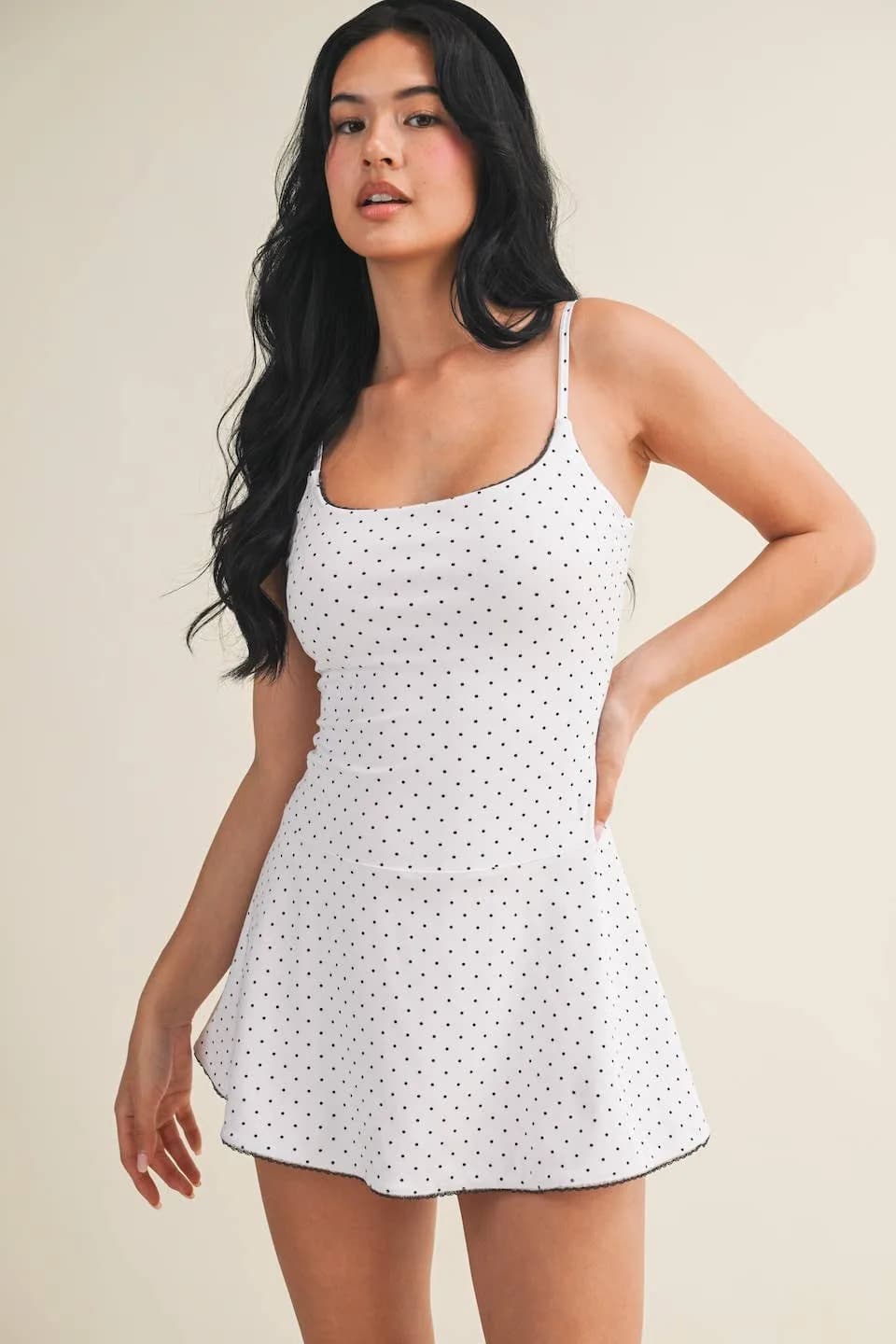 Polka Dot Print Lace Trim Ruffle Mini Dress