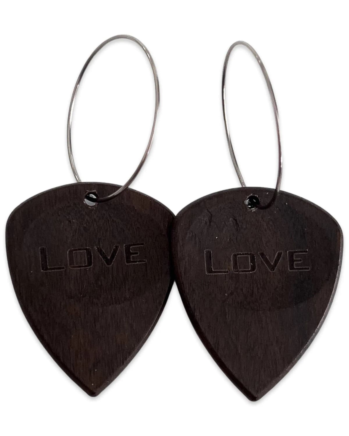 Groupie Love Chacate Preto Wood Reversible Single Guitar Pick Earrings 25MM