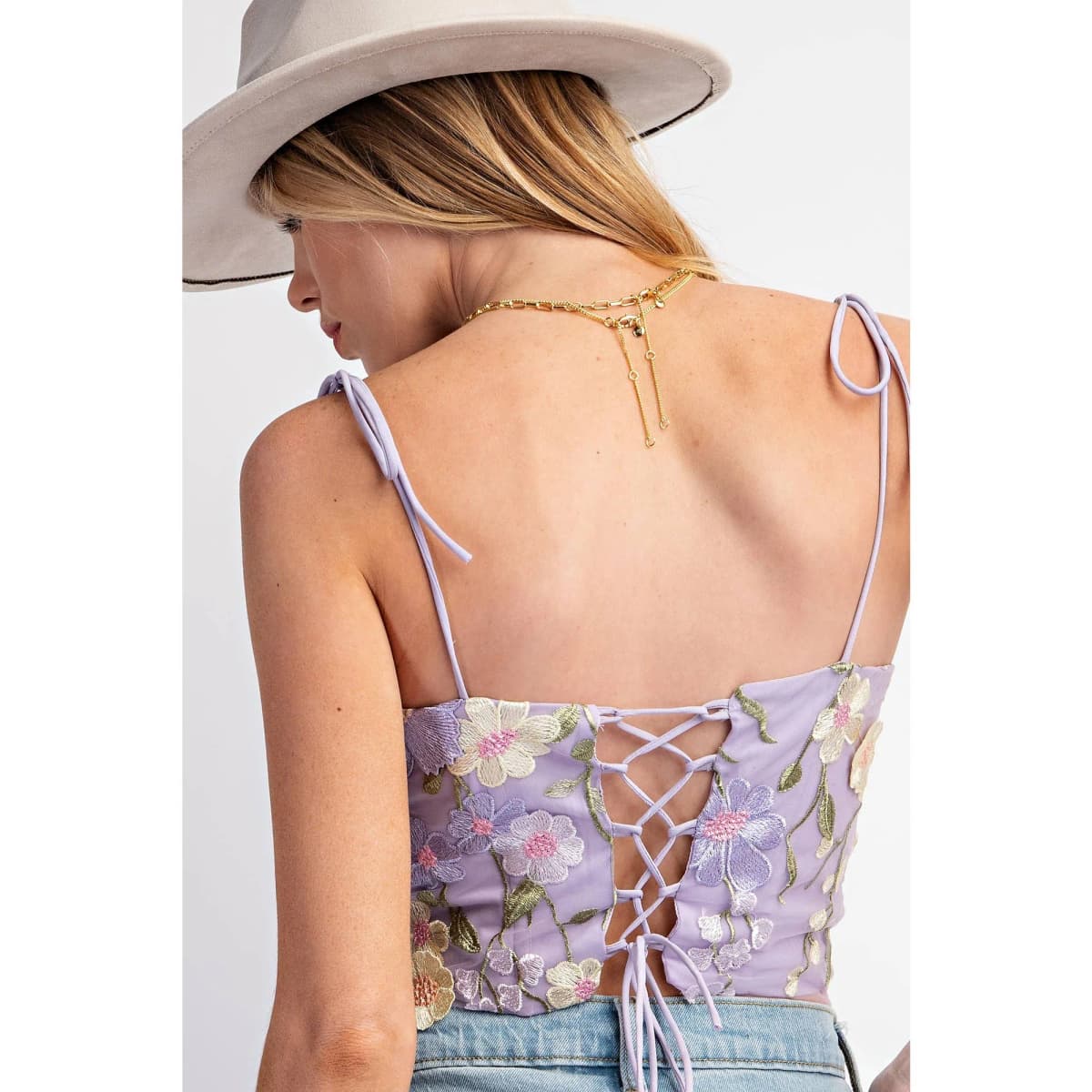 3D Flower Embroidery Tank Top