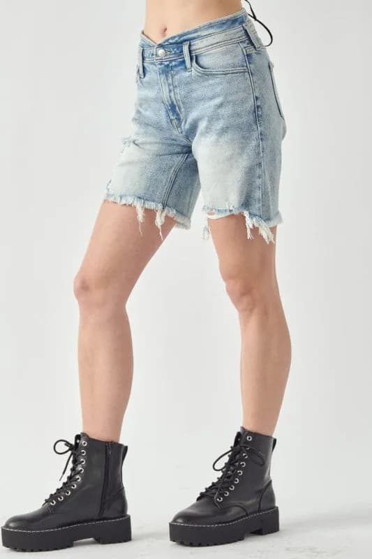 High Rise Bermuda Tulip Waistband Shorts