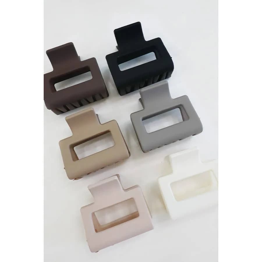 3 Pcs Neutral Color Mini Rectangle Hair Claw Set