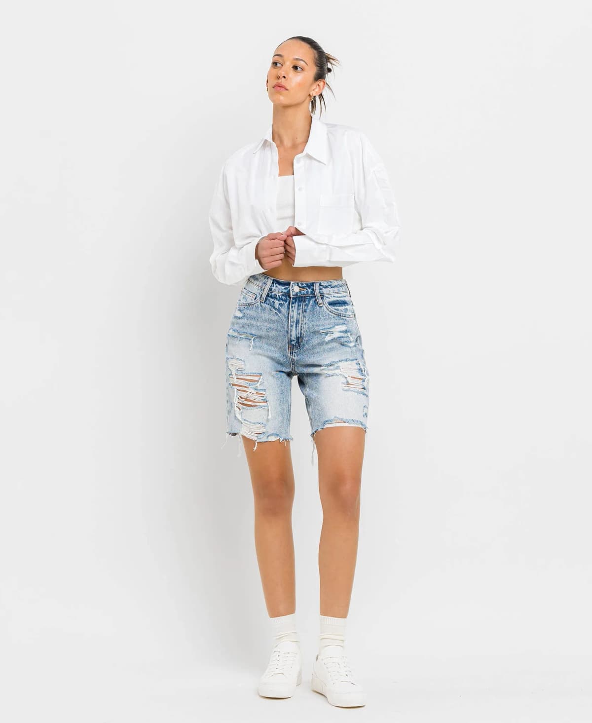 Super High Rise Bermuda Shorts Vervet by Flying Monkey