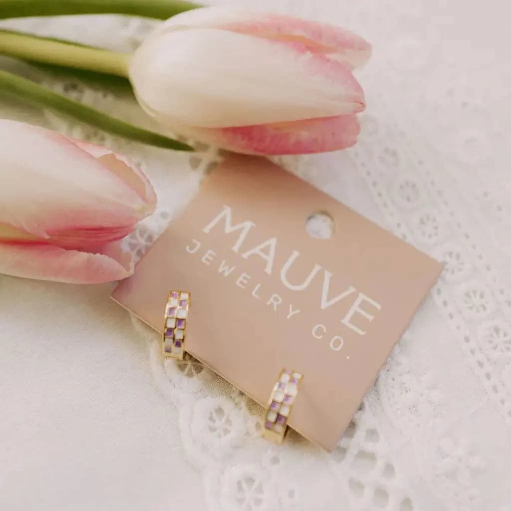 Purple & White Checkered Hoops by Mauve *LIMITED EDITION*