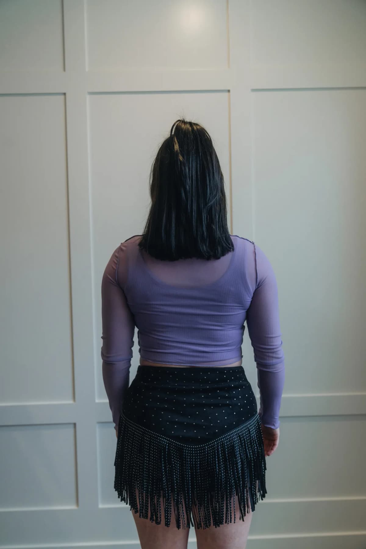 Mesh Merrow Edge Detail Long Sleeve Top My Store