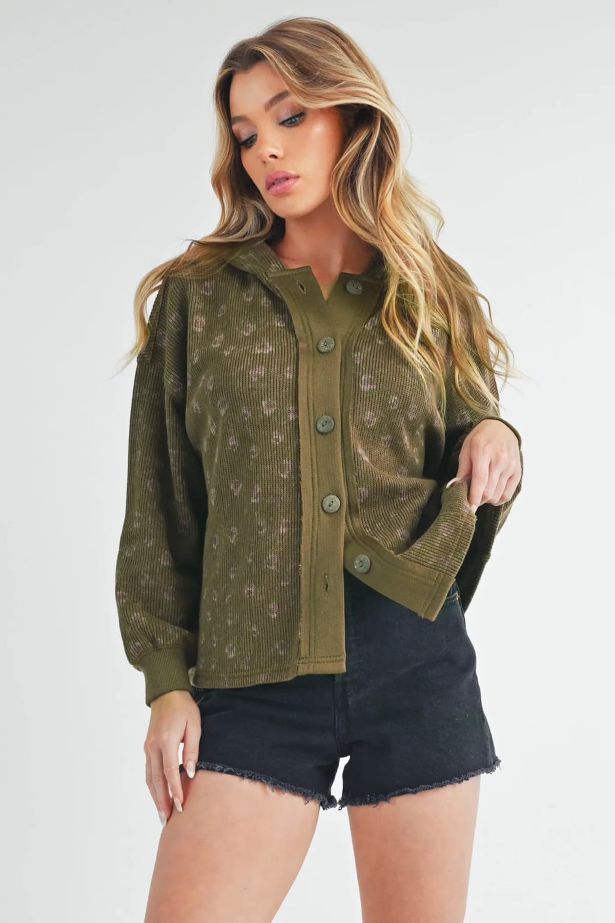 Floral Button Up Hooded Jacket