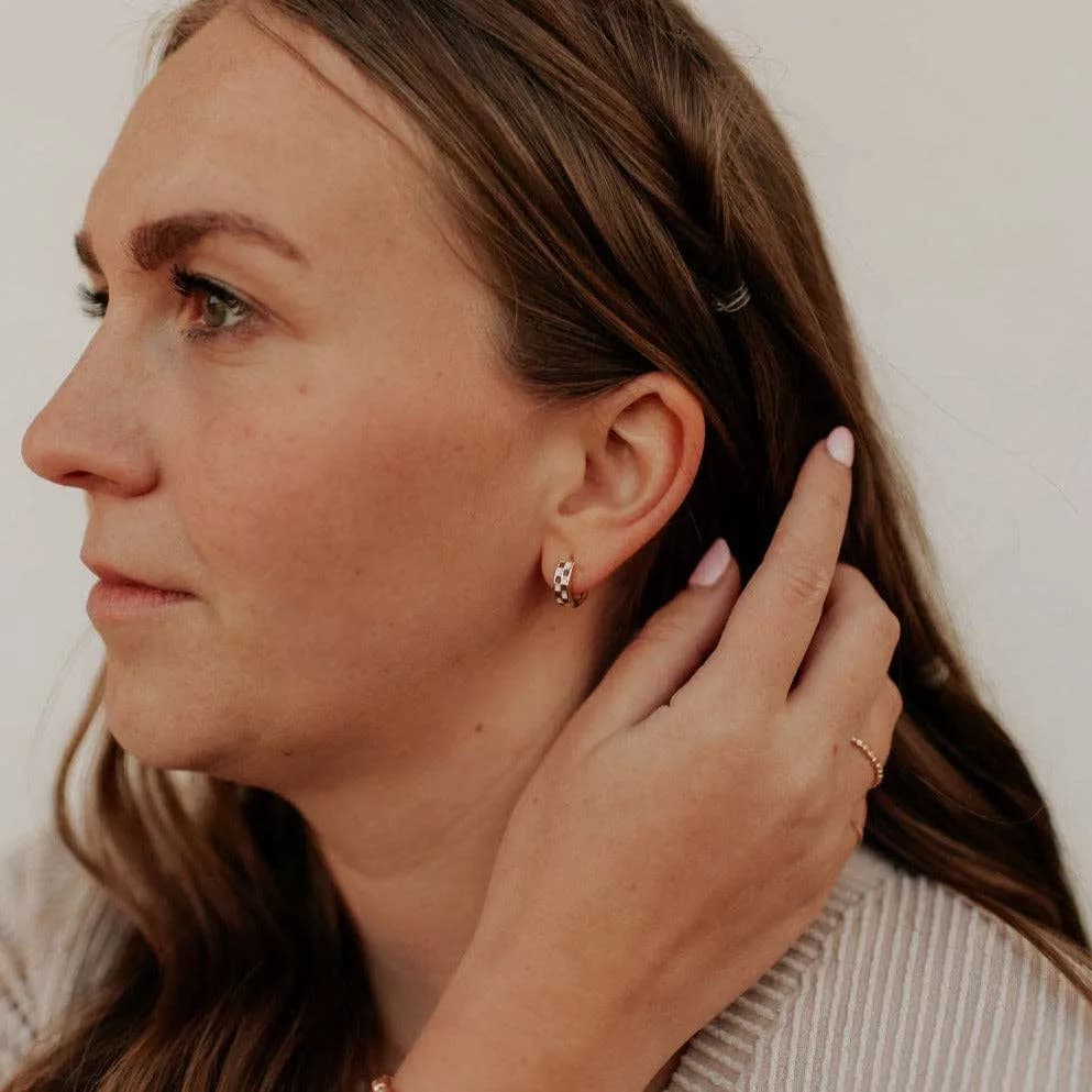 Checkered Hoops Mauve Jewelry Co