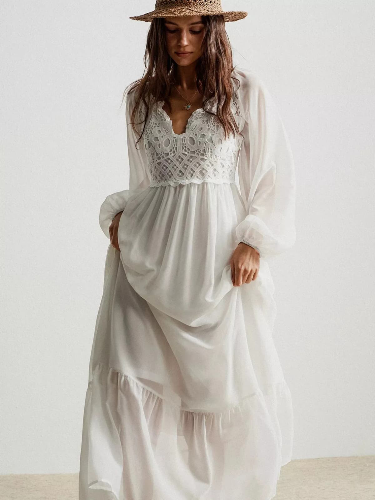 Boho Chic Crochet Lace Maxi Dress
