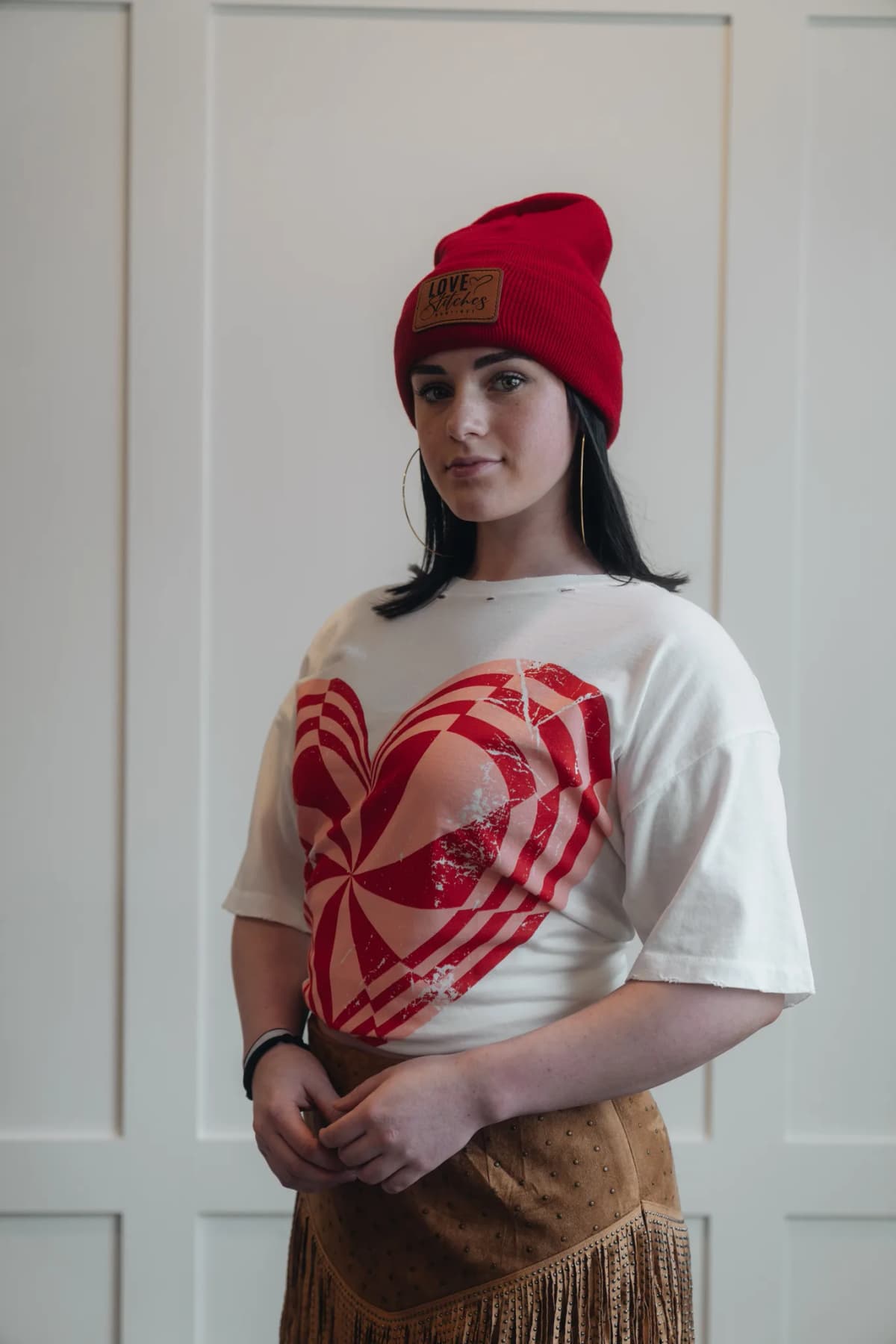 Op Art Heart Distressed Graphic Tee Hrt n Luv