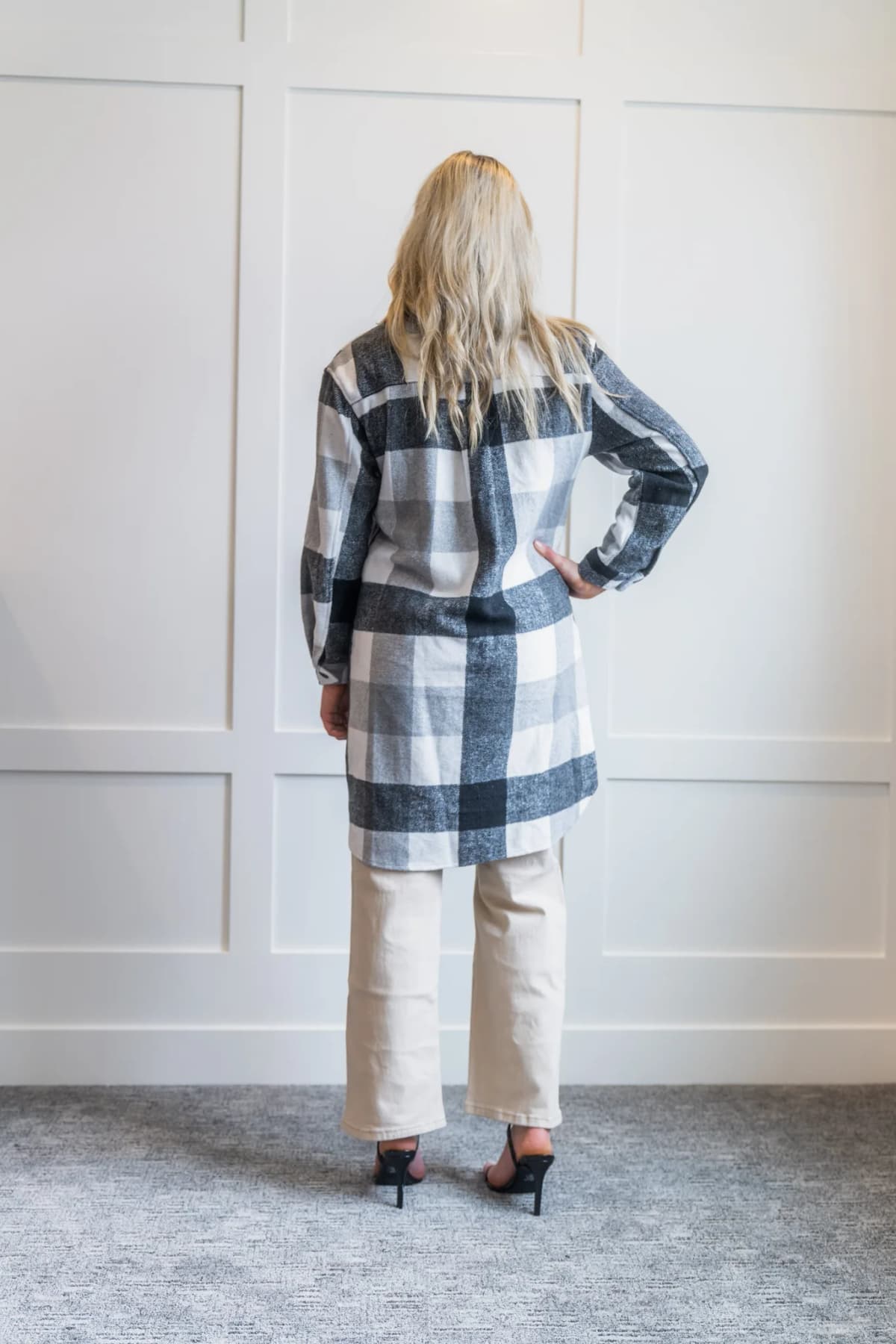 Plaid Flap Pocket Long Shacket La Miel