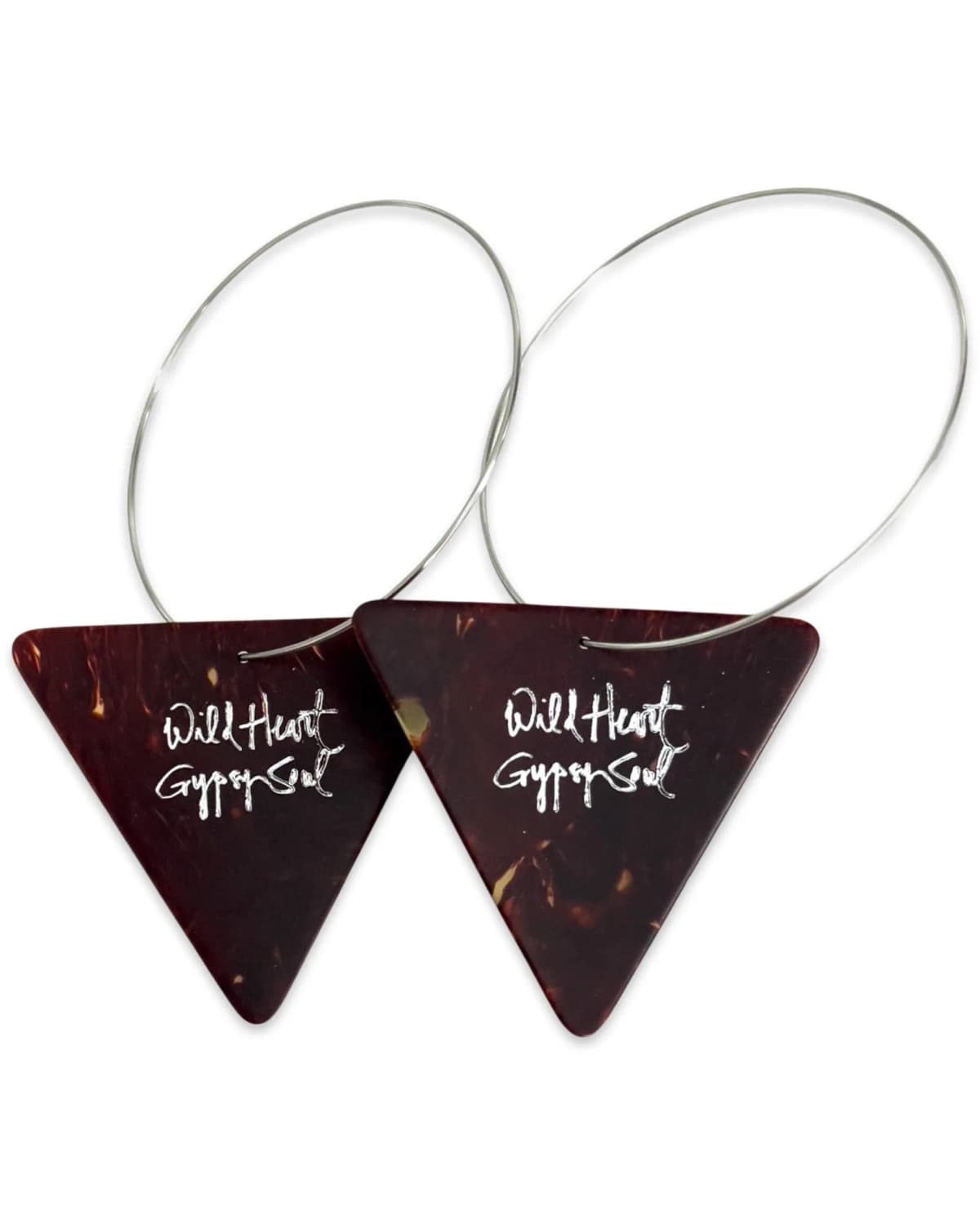 14k Gold Filled Gold Tortoise Shell Guitar Pick Earrings Wild Heart Gypsy Soul (25mm)