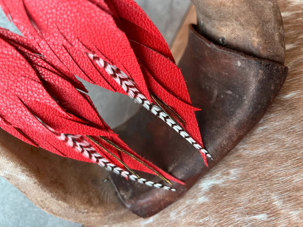 Dutton Fringe Feather Red Earring