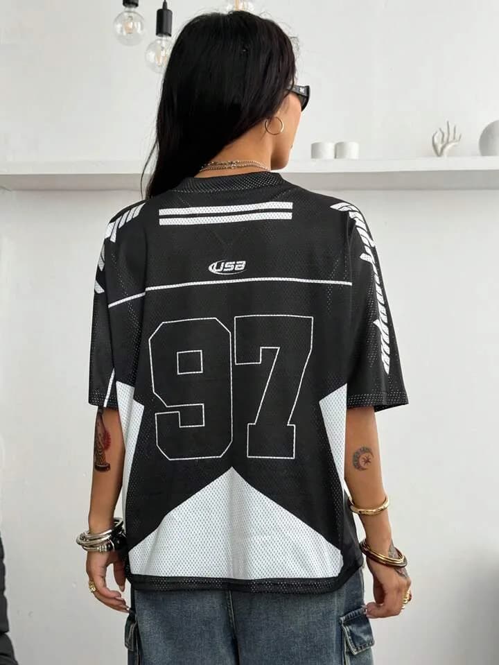 Restocked! Black and White USA Mesh Number 97 Jersey