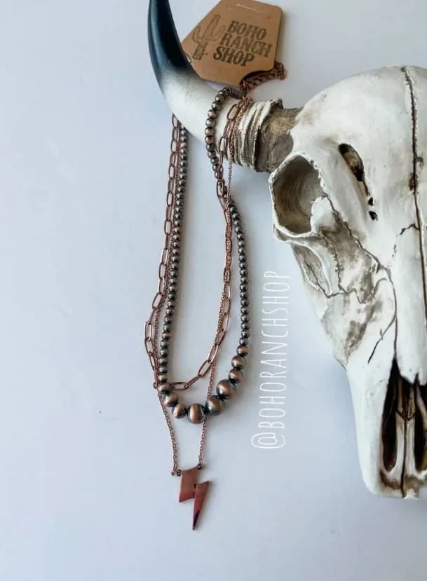 Layered Navajo Lightning Bolt Western Necklace by Boho Ranch