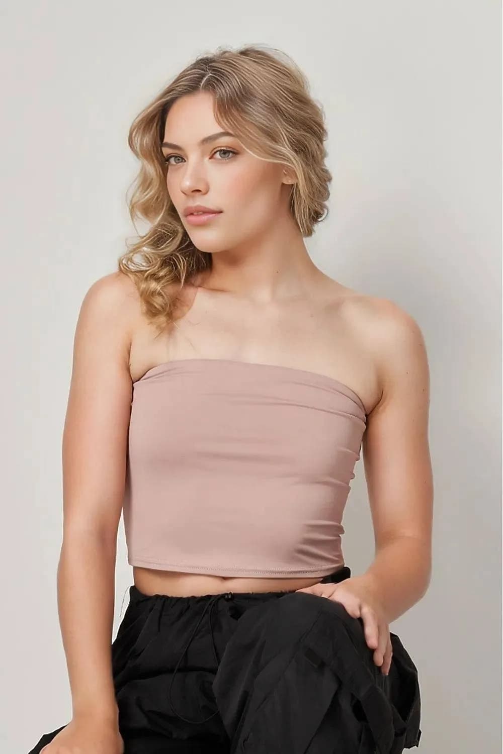 Double Layered Tube Crop Top 5besties inc (Red)