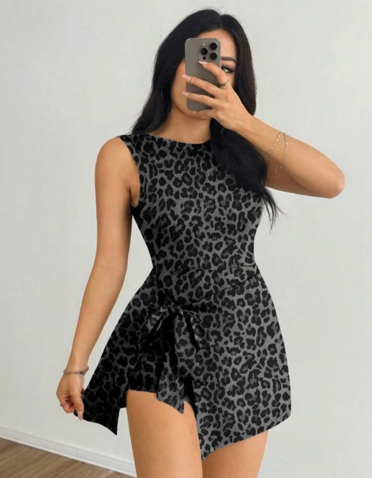 Leopard Stretch Athletic Wrap Tie Dress (Restocked!!)