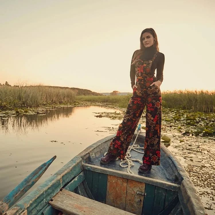 Floral Print Wide Leg Jumpsuit Los Banditos