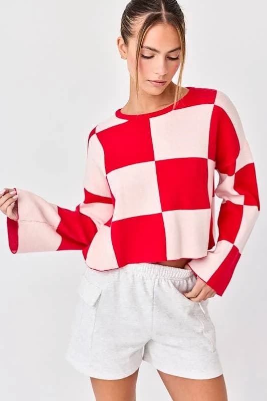 Sarah Red Checkered Top