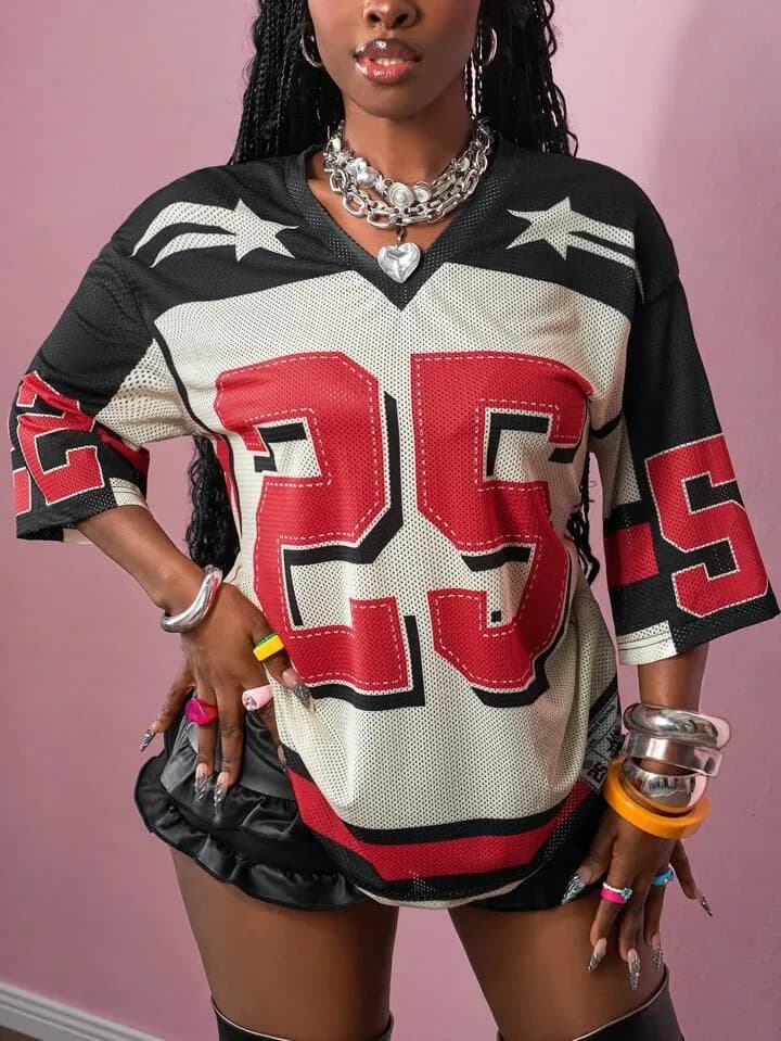 Red Number 25 Mesh Star Jersey
