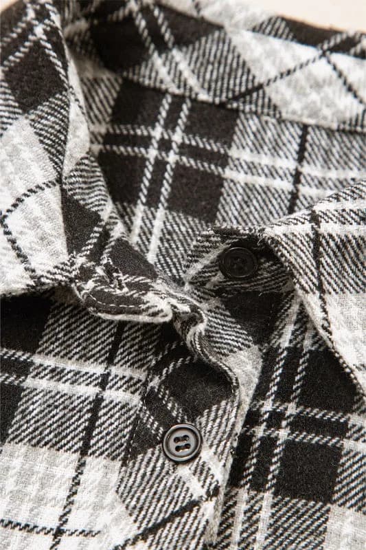 Plaid Chest Pocket Long Sleeve Buttoned Shirt