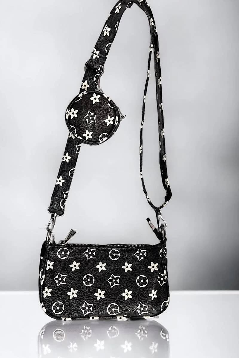 Black Star Printed Crossbody Purse