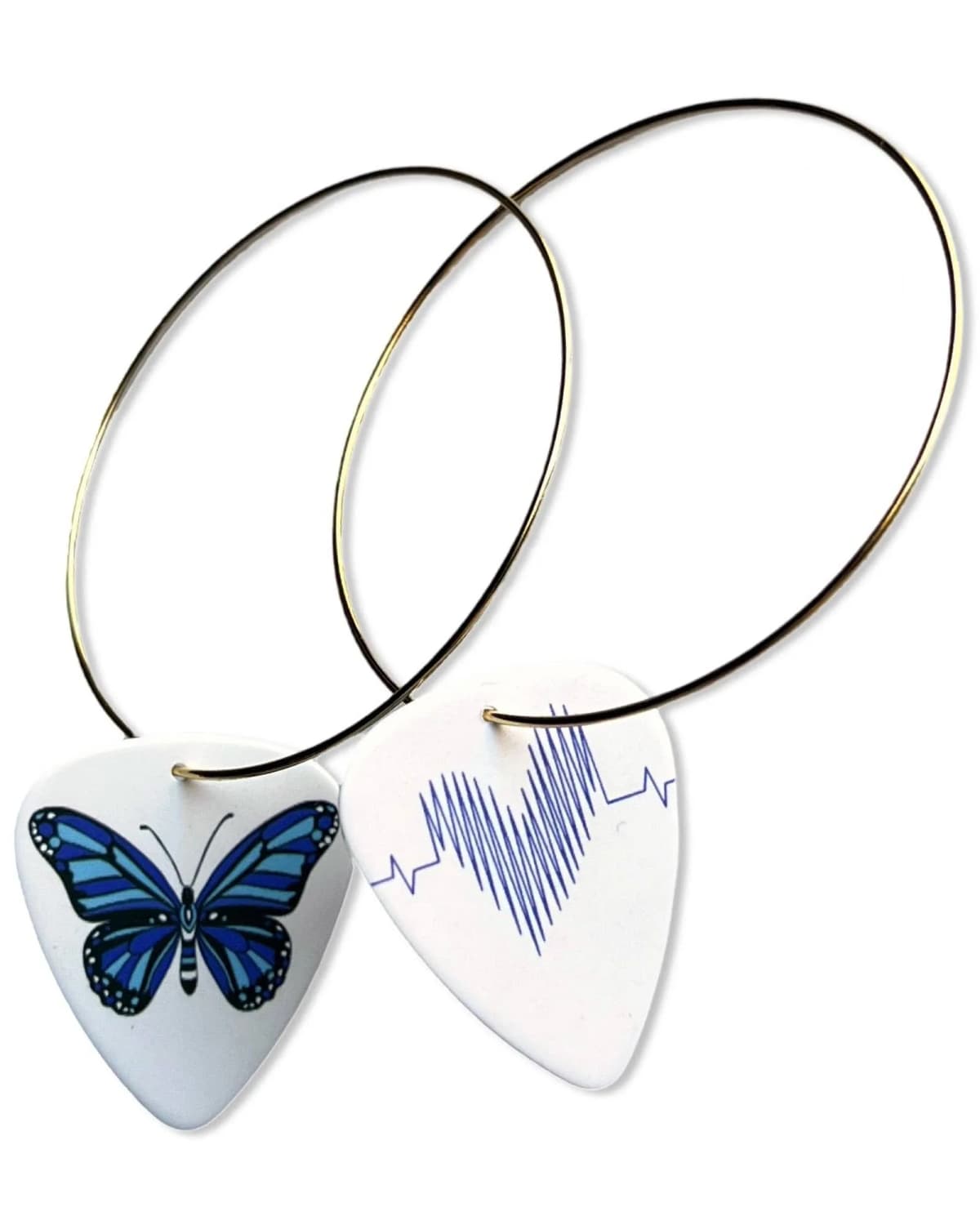 Butterfly Reversible Single Guitar Pick Earrings Stainless Steel