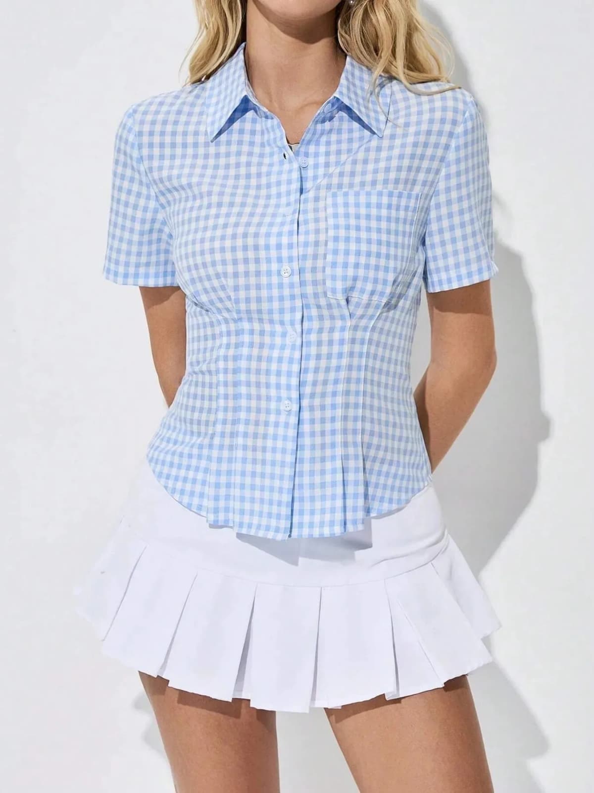 Gingham Short Sleeve Button-Up Shirt