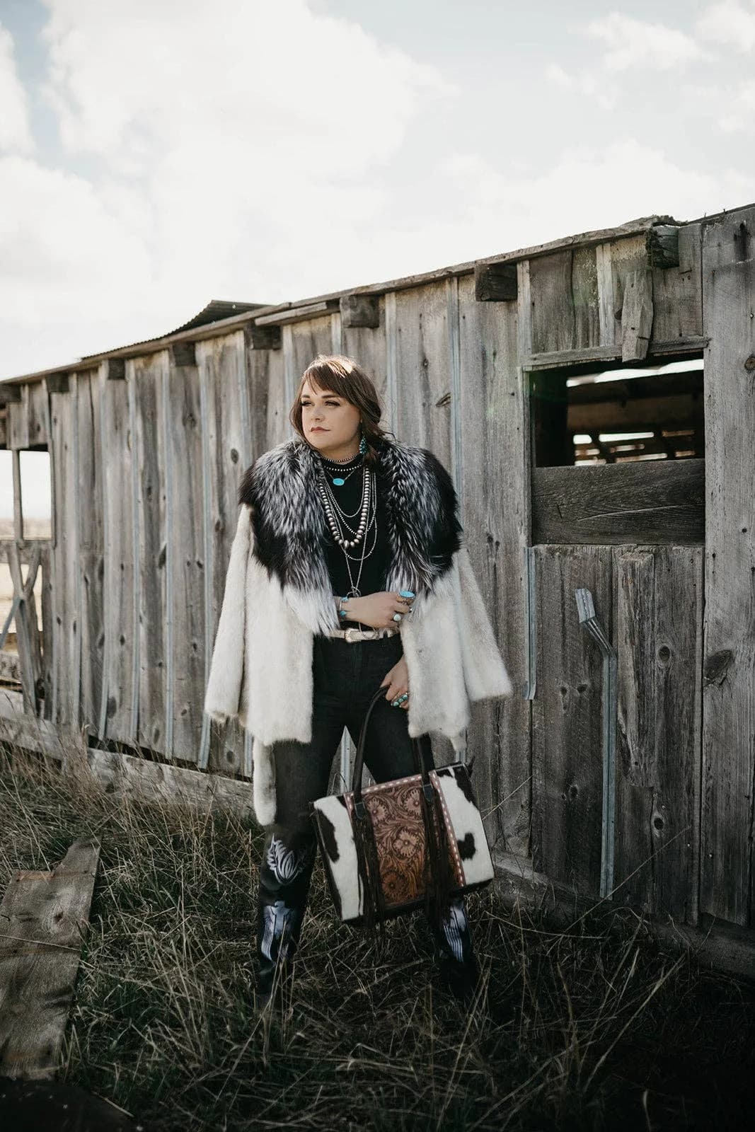 The Clementine Tooled Cowhide Leather Tote Purse Fringe Bag Exclusive design by Beth Marie