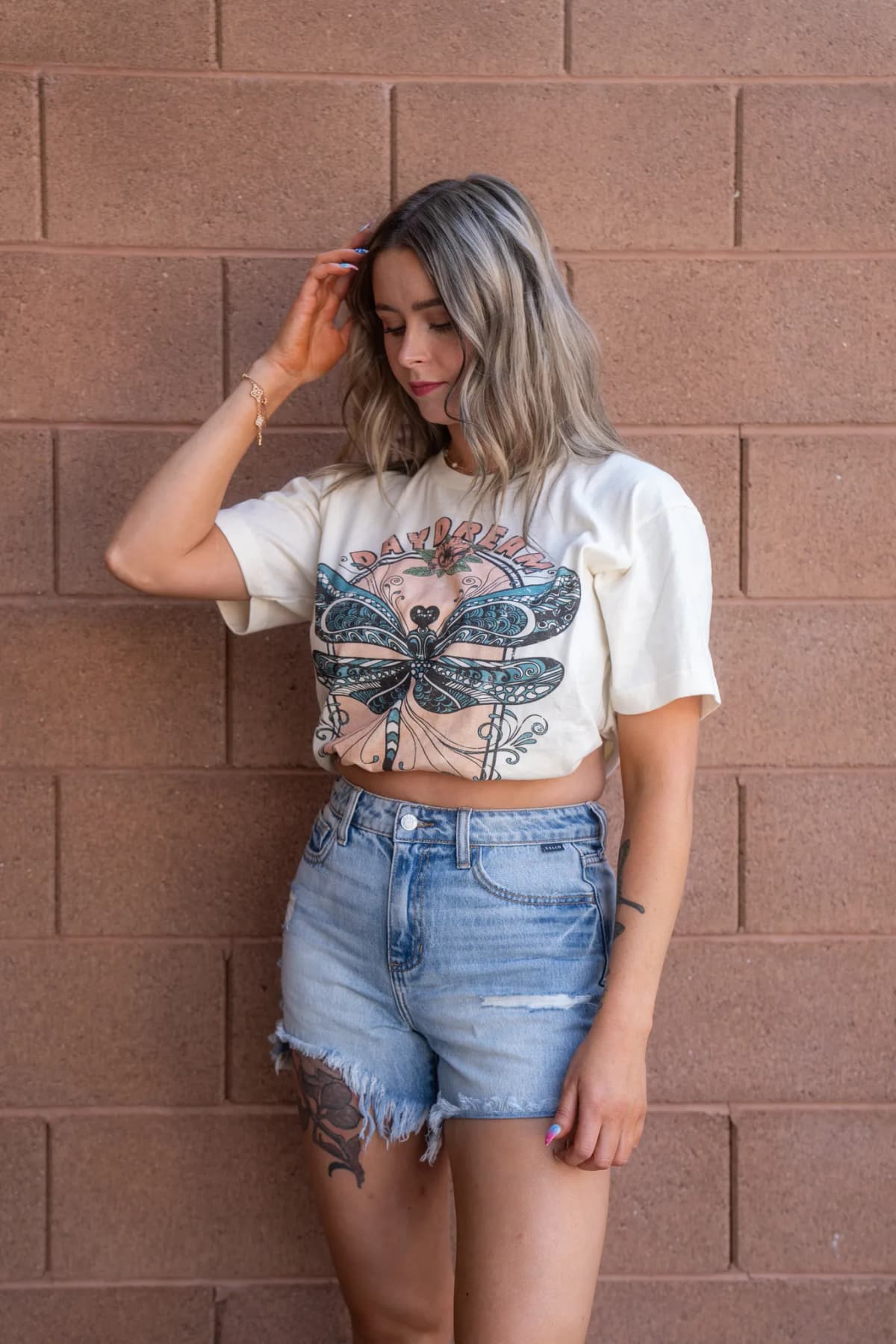 High Rise Uneven Hem Shorts
