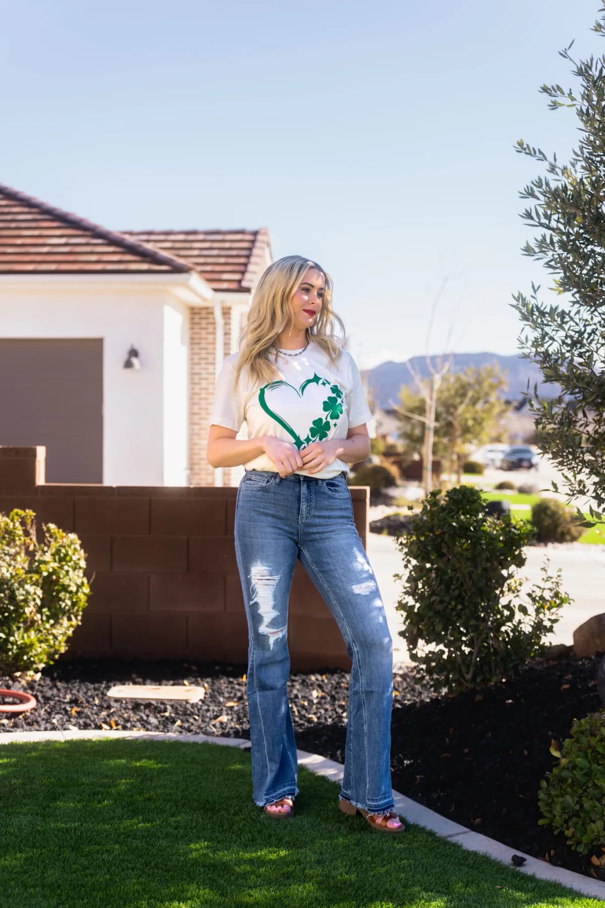 Lucky Clover Heart St Patrick's Day Graphic Tee Kissed Apparel