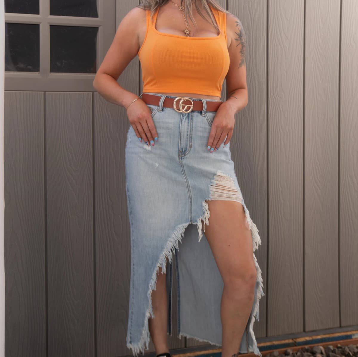 Knit Crop Top Unishe (Orange)