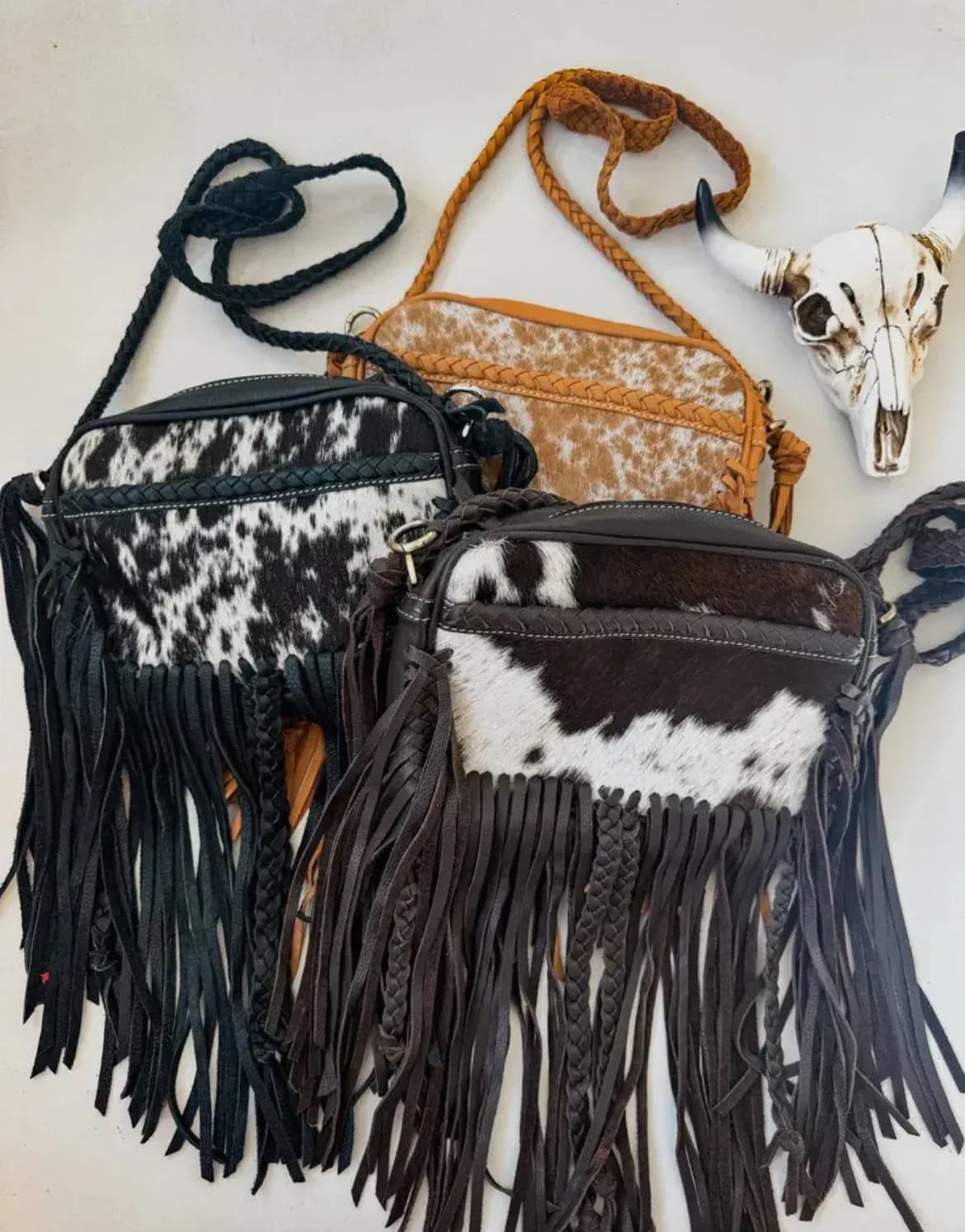 The Megan Crossbody Cowhide Western Fringe Tooled Leather Purse by Boho Ranch