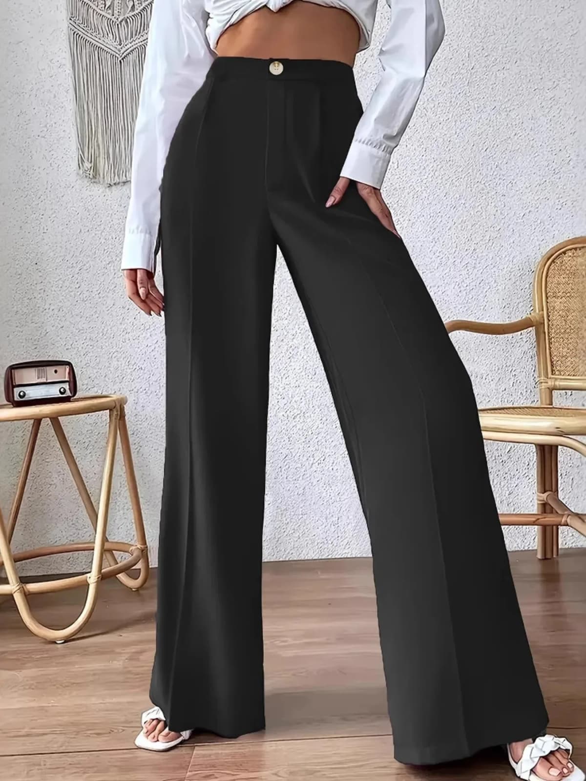 Black High Waist Wide Leg Pants