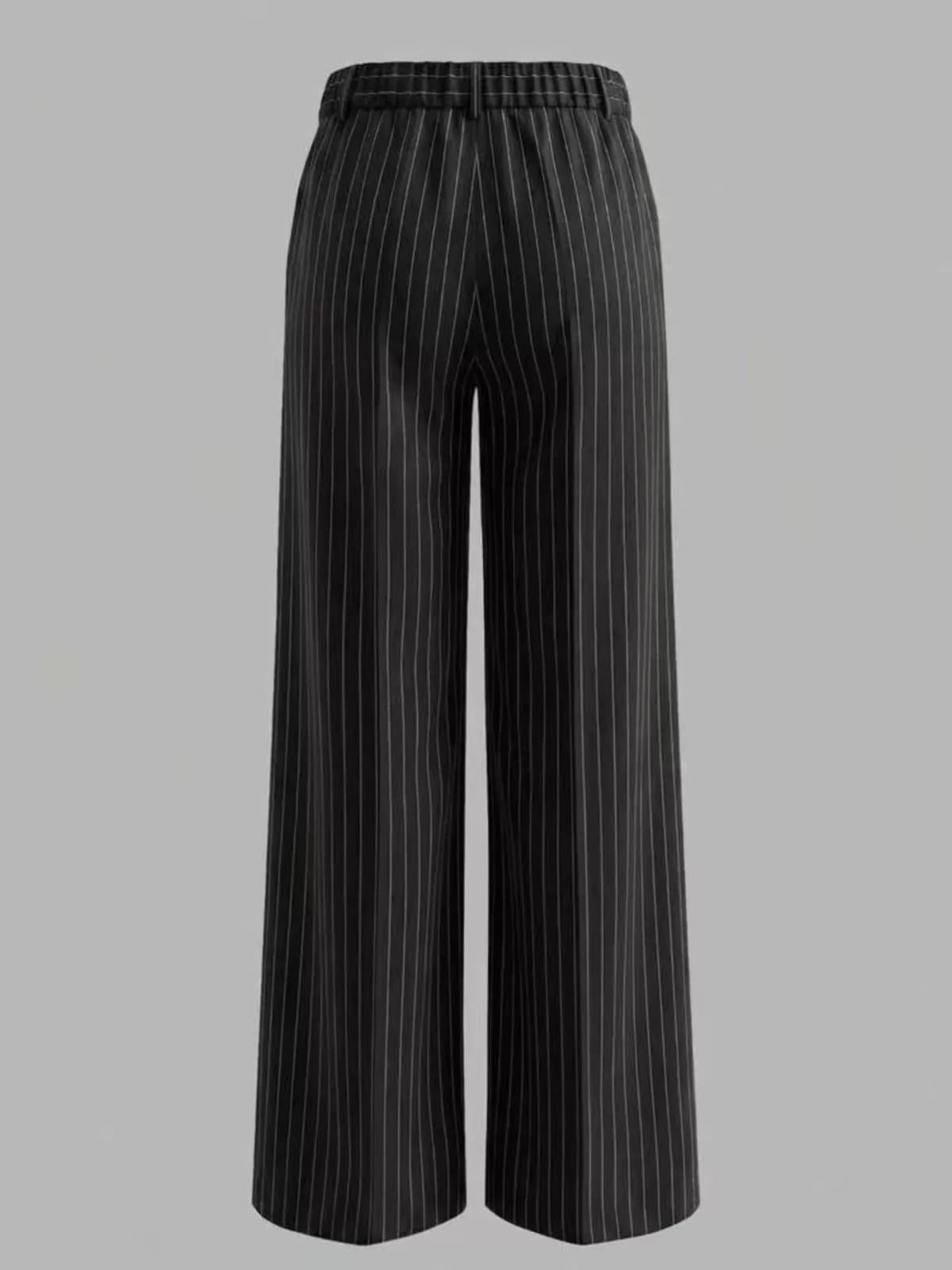 High-Waisted Striped Wide-Leg Pants