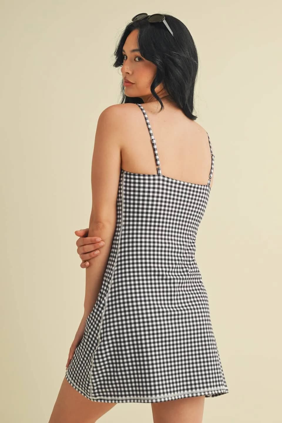Gingham Print Sweetheart Dress by Kimberly C