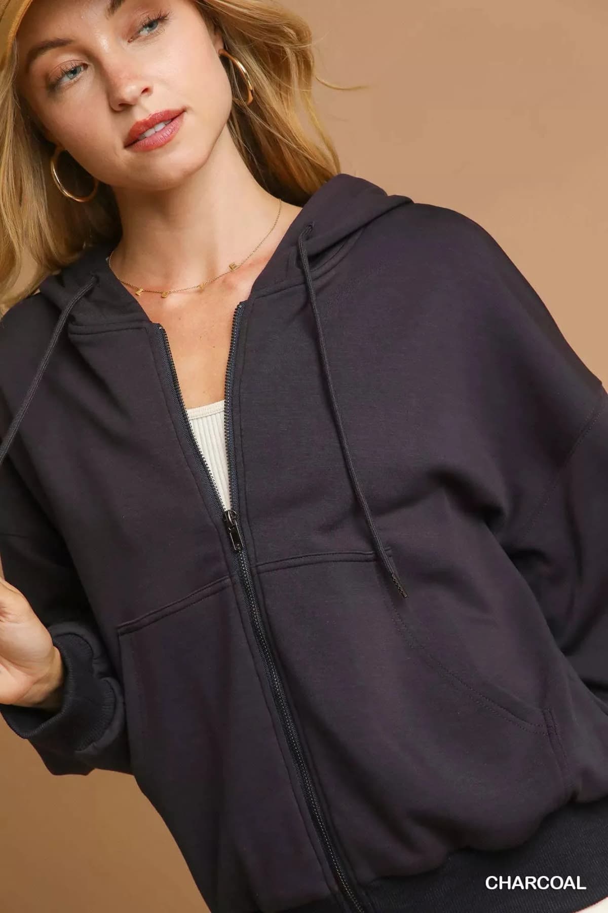 Umgee Zip-Up Fleece Hooded Jacket