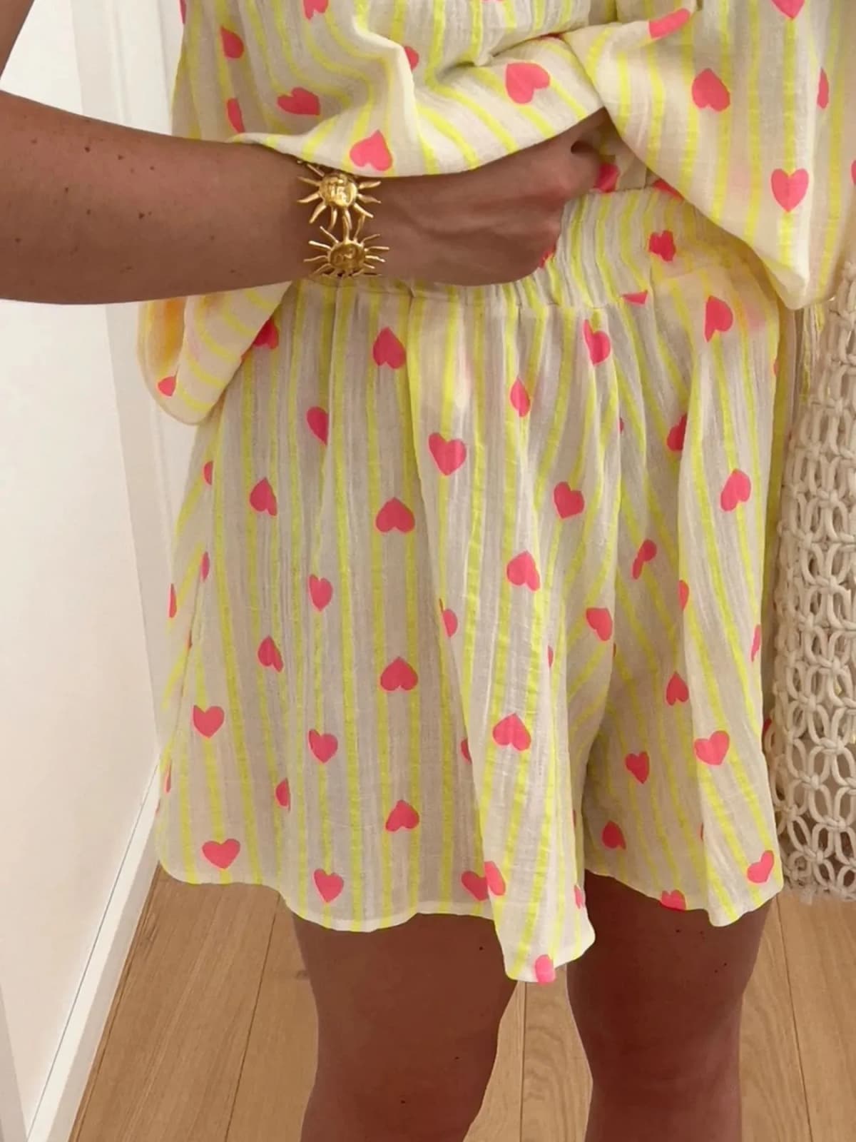 Striped Heart Cami Top and Shorts Set Multiple Prints