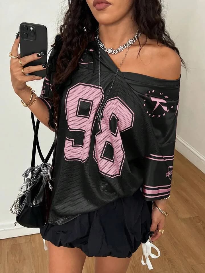 Black and Mauve Mesh Number 98 Keep Going Jersey