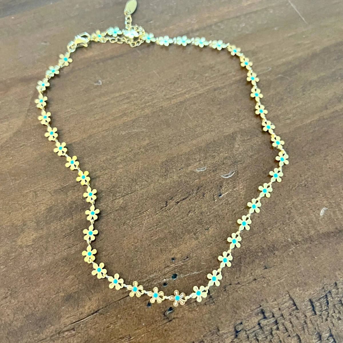 Turquoise and Gold Flower Choker by Bubs and Sass