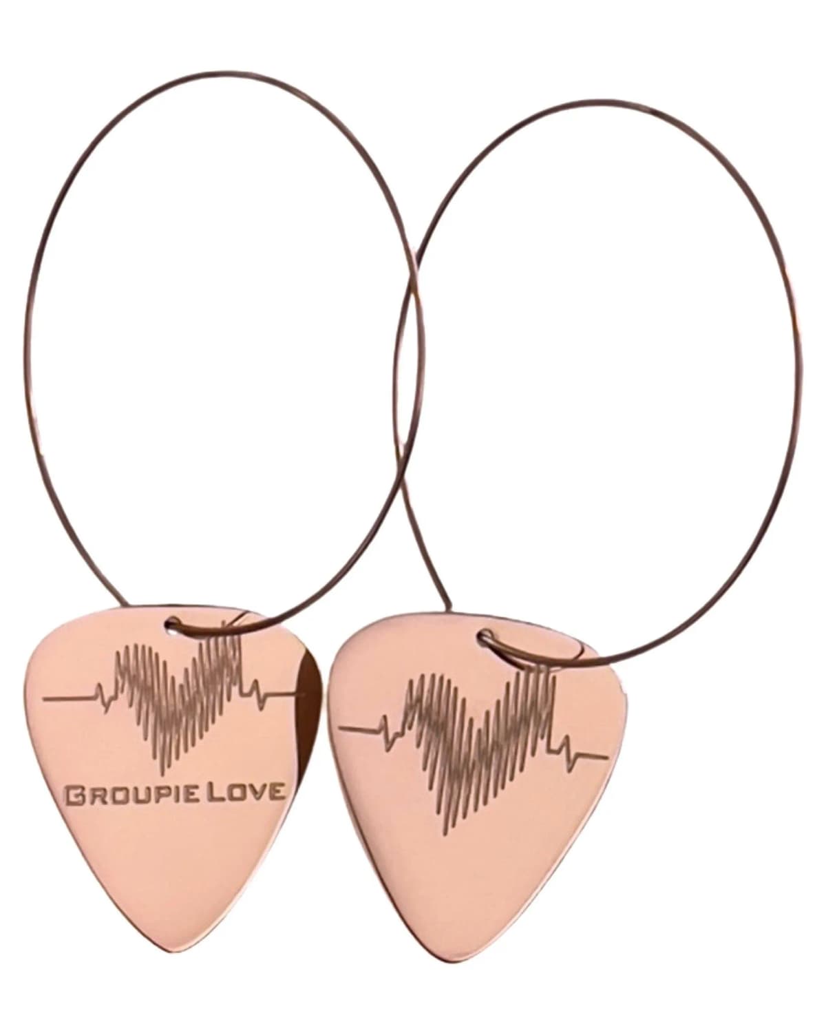 Rose Gold Hoop Earrings Groupie Love Guitar Picks (50mm)