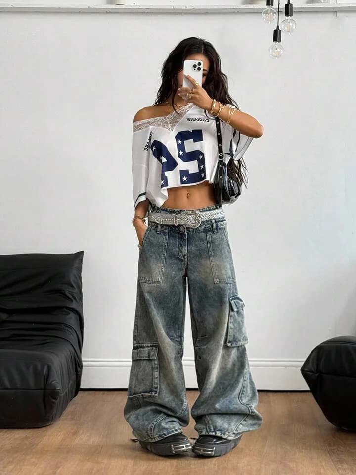 Star 24 Genius Lace Trim Crop Top Mesh Jersey by Coolane