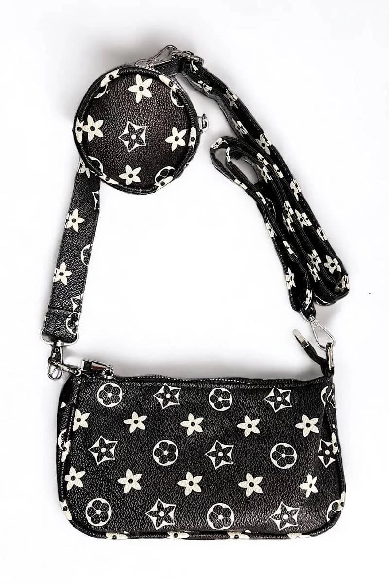 Black Star Printed Crossbody Purse