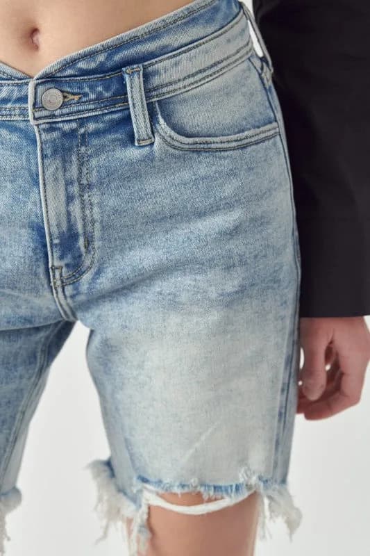 High Rise Bermuda Tulip Waistband Shorts