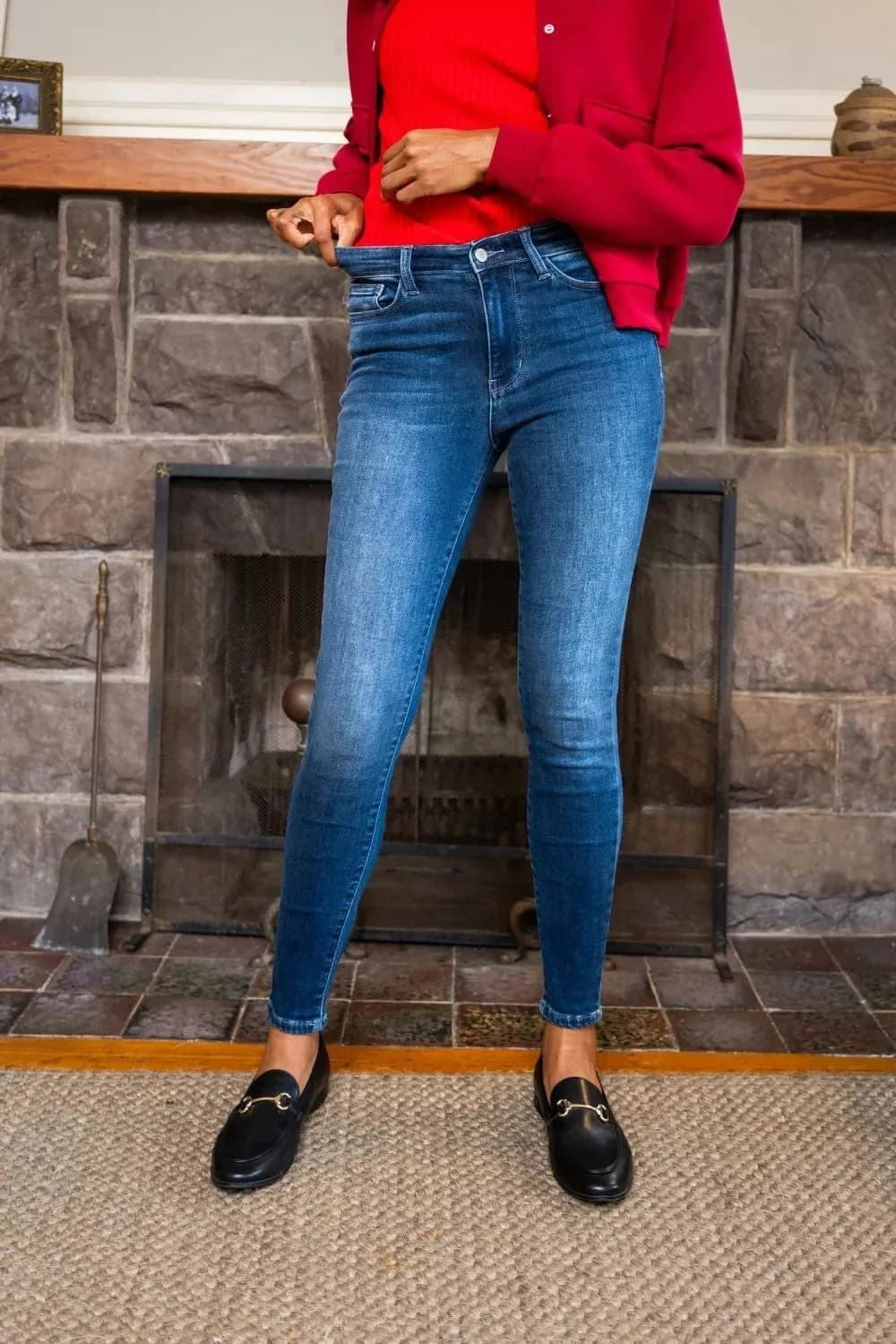 Judy Blue Full Size Washed Thermal Skinny Jeans Includes Plus Size