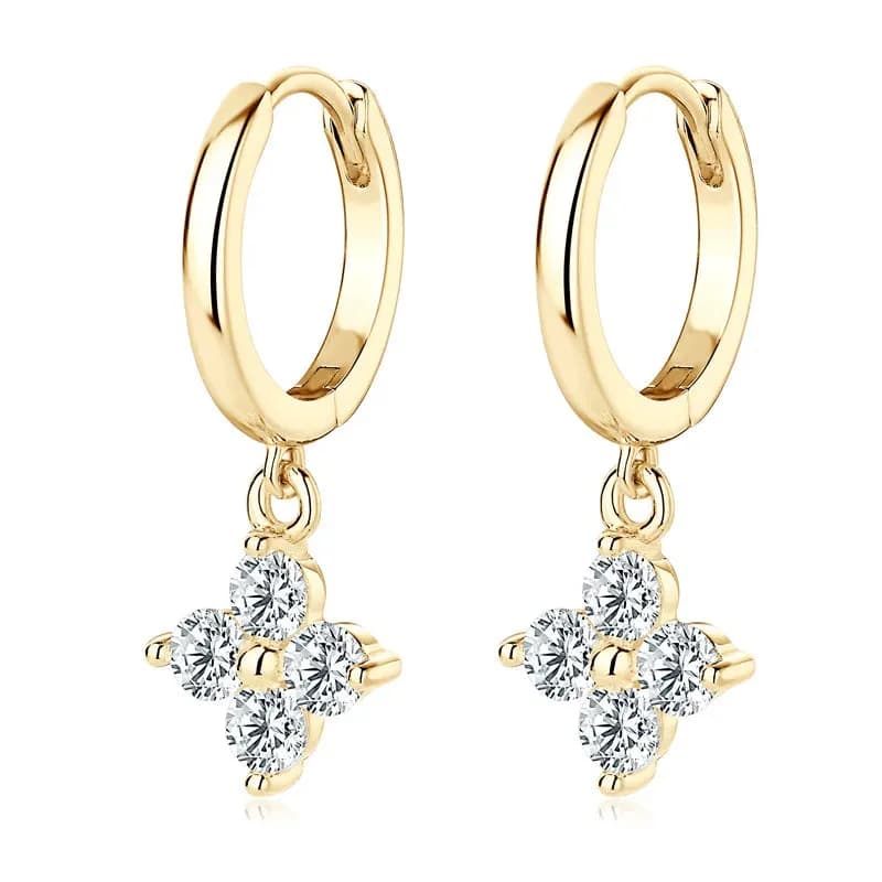 925 Sterling Silver Moissanite Hoop Drop Earrings