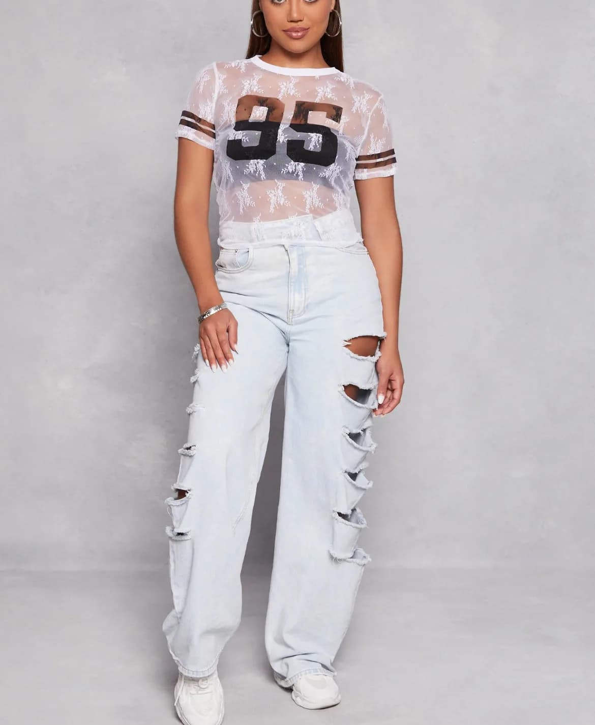 Numbered 95 Lace Striped Shirt